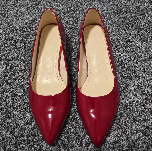 Girotti Classic Heeled Shoes 28637 Patent Cherry Red Gold Heel Pumps - Picture 3 of 10